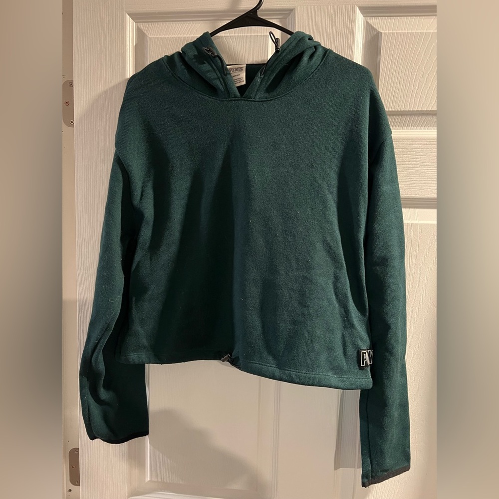 Pink by Victoria Secret..Size:Large…Green Sweatshirt Crop Top…Never Worn